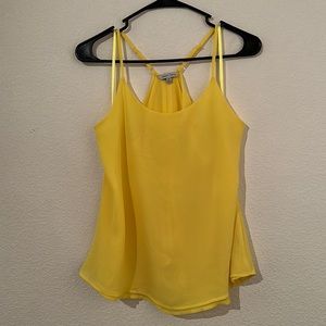 Bright Yellow Summer Racerback Top with Ruffle Accent Back, Size Medium